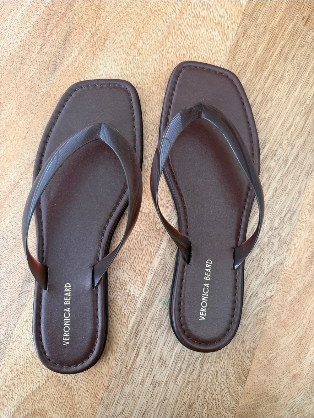 Veronica Beard Dark Brown Leather  and Jelly Flip Flops